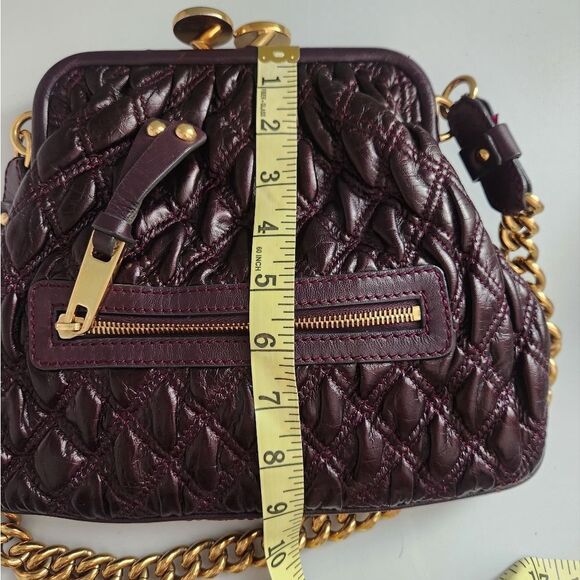 Marc Jacobs Quilted Leather Stam Bag In Dark Purple With Gold Chain - Picture 13 of 14